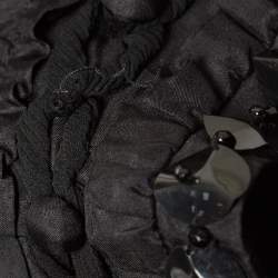 Moschino Cheap and Chic Vintage Black Metal Embellished Neck Silk Midi Dress M
