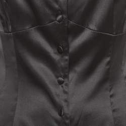 Pre Owned Moschino Cheap and Chic Black Lace Collar Satin Blouse M