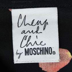 Moschino Cheap and Chic Black Printed Crepe Button Front Top L