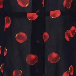 Moschino Cheap and Chic Black Printed Crepe Button Front Top L