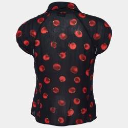 Moschino Cheap and Chic Black Printed Crepe Button Front Top L