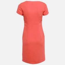 Pre Owned Moschino Cheap and Chic Red Chiffon Corsage Rose Detail Shift Dress S