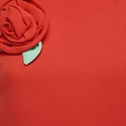 Pre Owned Moschino Cheap and Chic Red Chiffon Corsage Rose Detail Shift Dress S