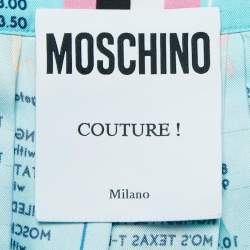 Moschino Couture Blue Drive In Menu Print Silk Pleated Midi Skirt M
