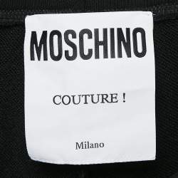 Moschino Couture Black Logo Print Cotton Knit Joggers M