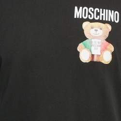 Moschino Couture Black Teddy Bear Print Cotton T-Shirt S