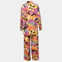 Pre Owned Moschino Couture  Multicolor Floral Print Cotton Shirt and Pants Set L