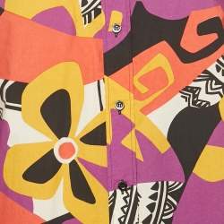 Pre Owned Moschino Couture  Multicolor Floral Print Cotton Shirt and Pants Set L