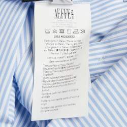 Pre Owned Moschino Couture Blue Striped Cotton Cuffed Pocket Shirt S