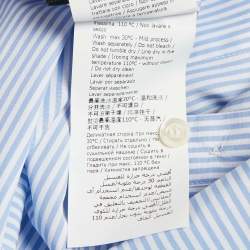 Pre Owned Moschino Couture Blue Striped Cotton Cuffed Pocket Shirt S