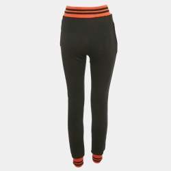 Pre Owned Moschino Couture Black/Orange Teddy Applique Cotton Sweatpants XS