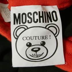Pre Owned Moschino Couture Black/Orange Teddy Applique Cotton Sweatpants XS
