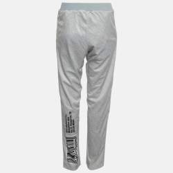 Pre Owned Moschino Couture Blue Printed Jersey Track Pants XS