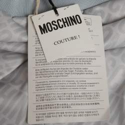Pre Owned Moschino Couture Blue Printed Jersey Track Pants XS
