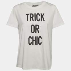 Pre Owned Moschino Couture White Printed Jersey T-Shirt L