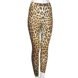 Pre Owned Moschino Couture Brown Animal Printed Knit Lightweight Pants S