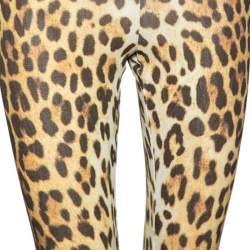 Pre Owned Moschino Couture Brown Animal Printed Knit Lightweight Pants S