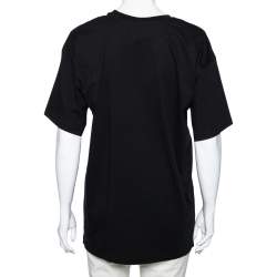 Pre Owned Moschino Couture Black Cotton Logo Embroidered Oversized T-Shirt S