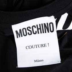 Moschino Couture Black Cotton Logo Embroidered Oversized T-Shirt S