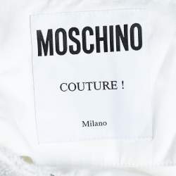 Pre Owned Moschino Couture White Printed Terry Cotton Fringed Towel Wrap Skirt S