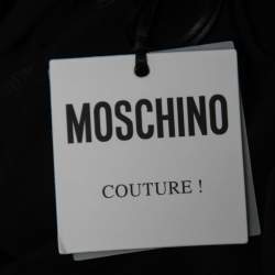 Pre Owned Moschino Couture Black Cotton Logo Embroidered Short Sleeve T-Shirt M