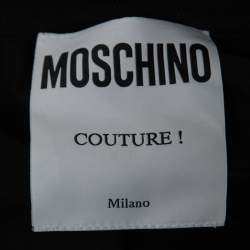 Pre Owned Moschino Couture Black Cotton Logo Embroidered Short Sleeve T-Shirt M
