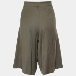 مملوكة مسبقًا Moschino Couture Military Green Wool Contrast Detail Pocket Shorts L