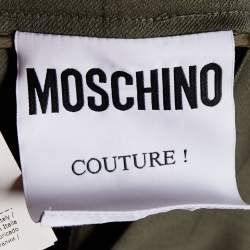 مملوكة مسبقًا Moschino Couture Military Green Wool Contrast Detail Pocket Shorts L