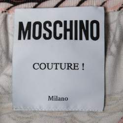 Pre Owned Moschino Couture Pink Chain Printed Knit Mini Skirt M