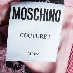 Moschino Couture Pink Printed Satin & Polka Dot Tulle Sleeveless Sheath Dress M