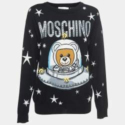 Moschino Couture Black Space Teddy Bear Wool Sweater XS