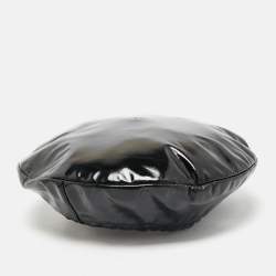 Moschino Couture Black Faux Leather Beret Hat M
