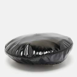 Moschino Couture Black Faux Leather Beret Hat M