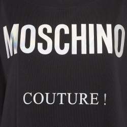 Pre Owned Moschino Couture Black Logo Print Jersey T-Shirt Dress M