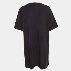 Pre Owned Moschino Couture Black Logo Print Jersey T-Shirt Dress M