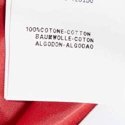 Pre Owned Moschino Couture Red Cotton Pique Zipped Knee-Length Skirt M