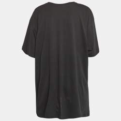 Pre Owned Moschino Couture Black Floral Logo Print Oversized T-Shirt L