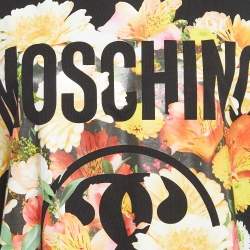 Pre Owned Moschino Couture Black Floral Logo Print Oversized T-Shirt L