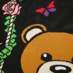 Pre Owned Moschino Couture Black Teddy Intarsia Mesh Sheer Sweatshirt S