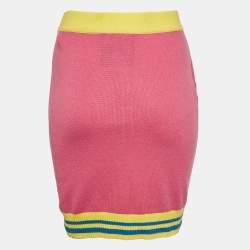 Pre Owned Moschino Couture Pink Embroidered Knit Mini Skirt M