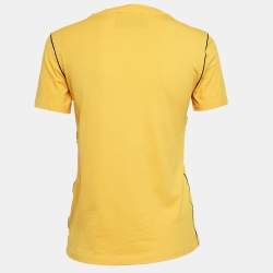 Pre Owned Moschino Couture Yellow Cotton Embroidered Crew Neck T-Shirt XS