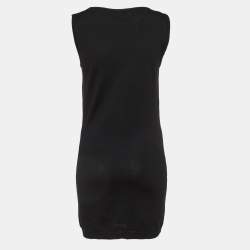Pre Owned Moschino Couture Black Logo Intarsia Wool Knit Sweater Dress M