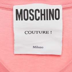Moschino Couture Pink Logo Print Jersey T-Shirt M