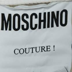 Moschino Couture White Logo Print Rib Knit Tank Top S