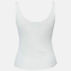 Moschino Couture White Logo Print Rib Knit Tank Top S