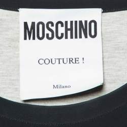 Moschino Couture Black Logo Studded Crepe Shift Dress M