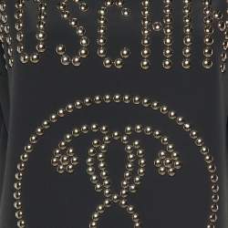 Moschino Couture Black Logo Studded Crepe Shift Dress M