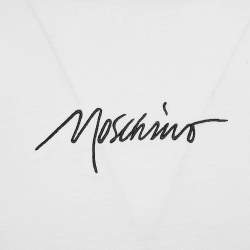 Moschino Couture White Logo Embroidered Cotton Crew Neck T-Shirt L