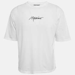 Moschino Couture White Logo Embroidered Cotton Crew Neck T-Shirt L
