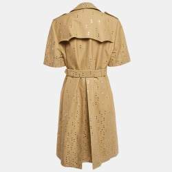 Moschino Couture Dark Beige Mirror Work Embroidery Cotton Blend Trench Coat XL